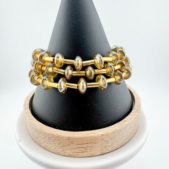 Vintage Monet 3-Strand Bracelet - Retro MCM Minimalist Glamour Layered Timeless - Picture 1 of 8